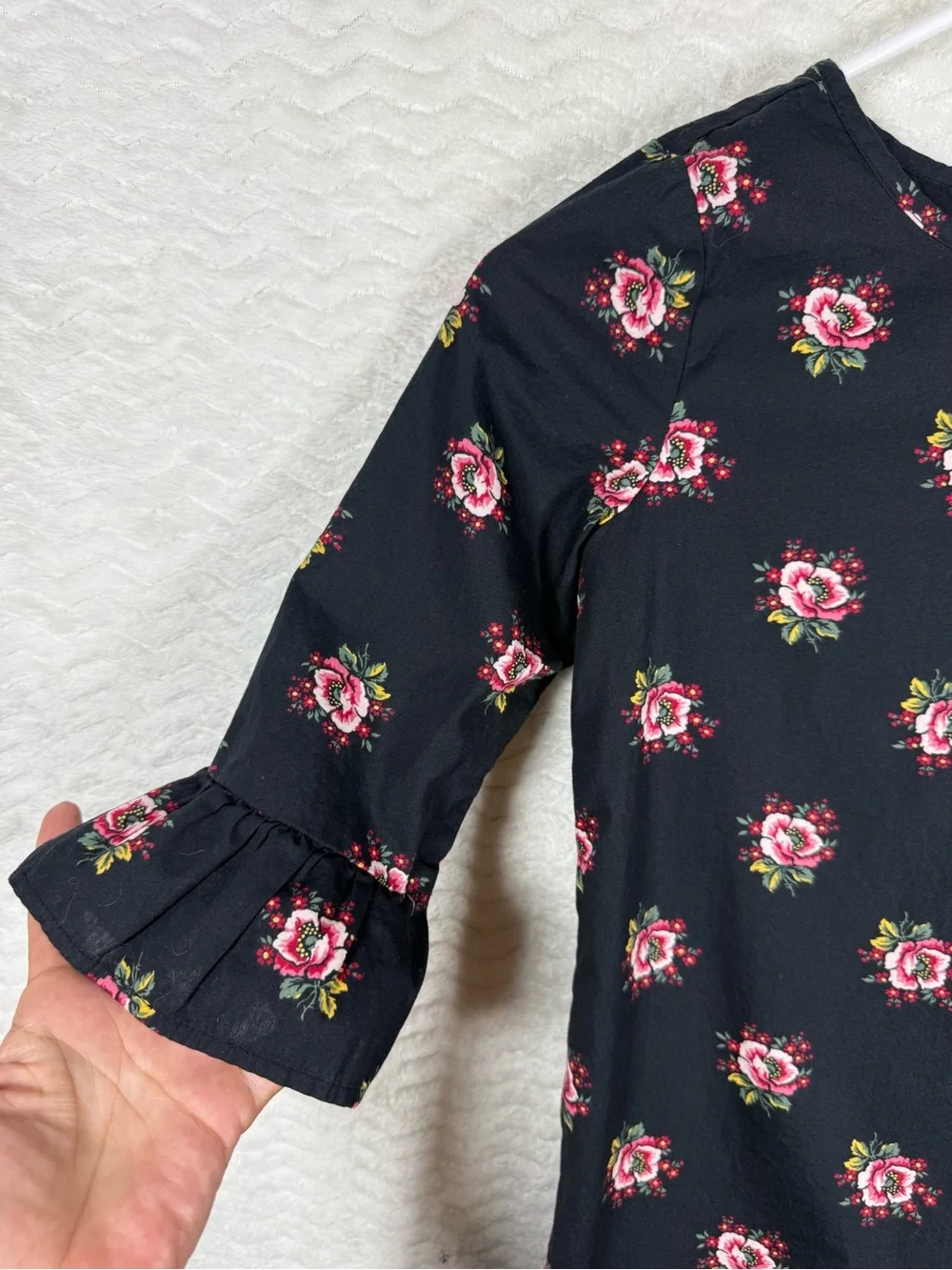 GAP Kids Black Dress with Pink and Yellow Floral Print